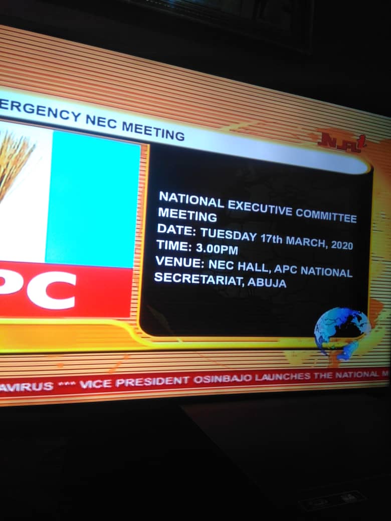 APC NEC Fix Meeting for March 17th For Oshiomole’s Replacement.