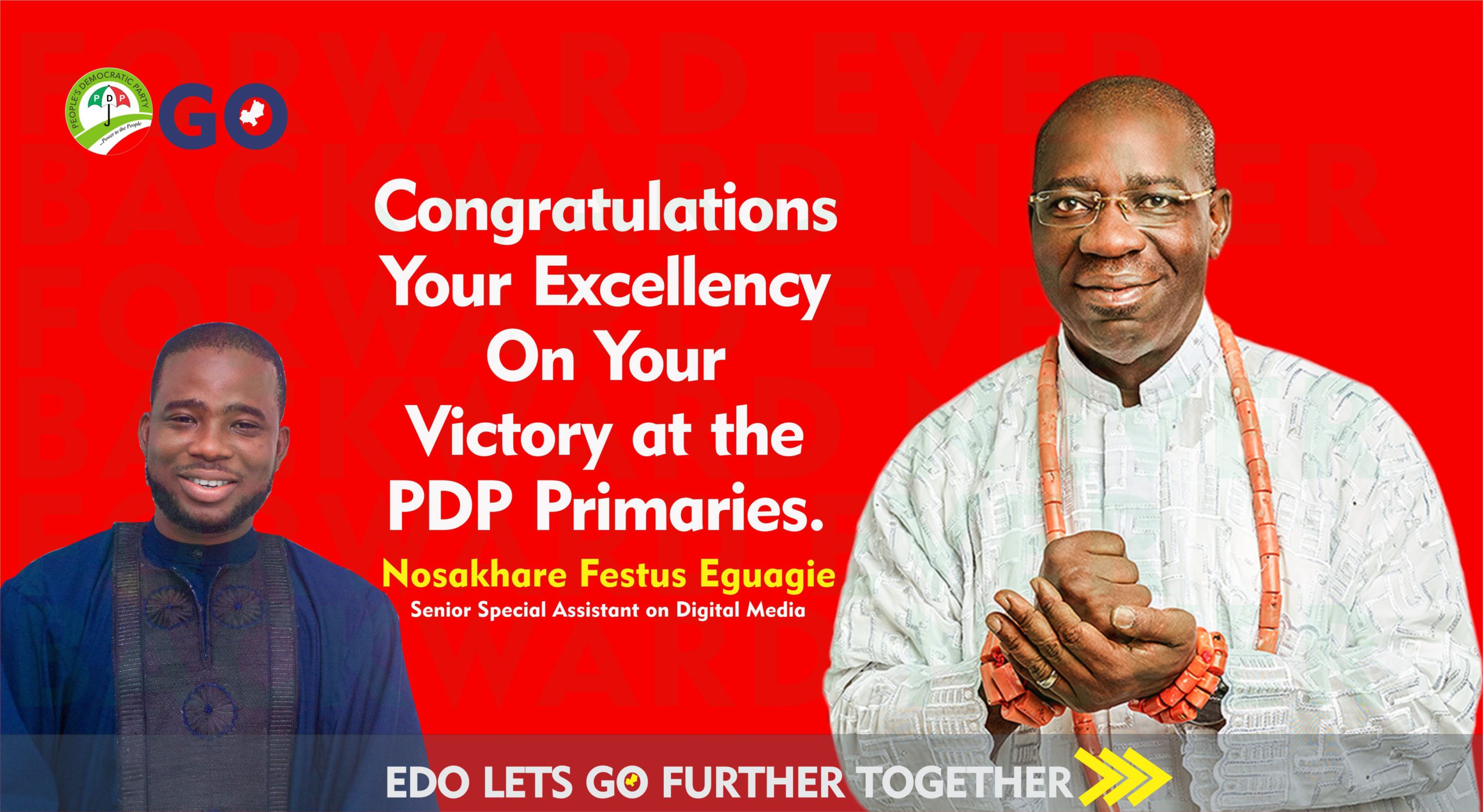 Governor Obaseki’s Aide on Digital Media Congratulates Him on His Emergence As The PDP Candidate.