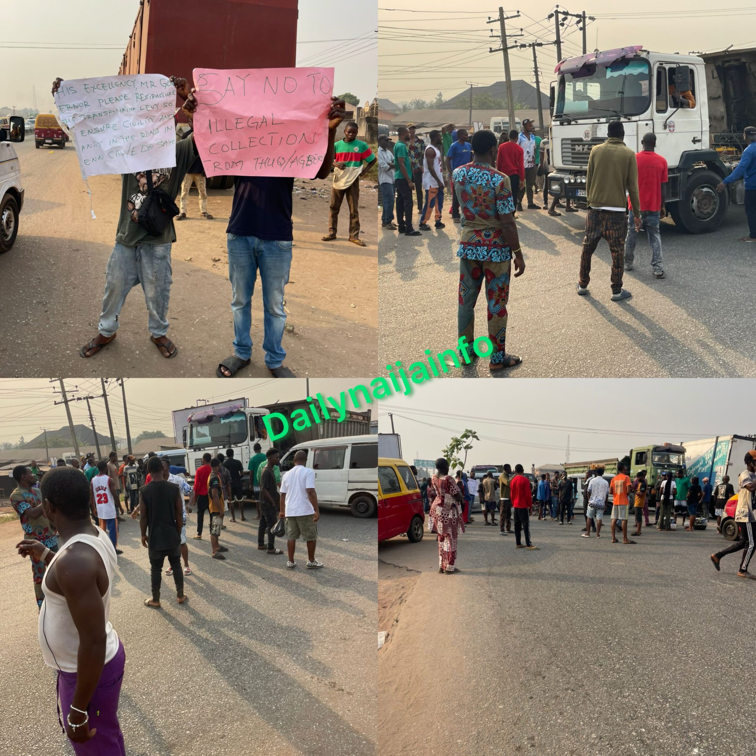 Edo transporters protest as Okpebholo’s thugs attacks them.